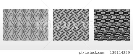 Geometric set of seamless black and gray patterns. Simple vector graphics 139114239