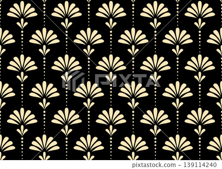Flower geometric pattern. Seamless vector background. Golden and black ornament 139114240