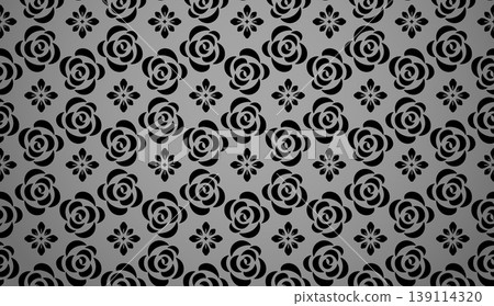 Flower geometric pattern. Seamless vector background. Gray and black ornament 139114320