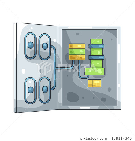 Illustration of electrical panel box Illustration of electrical panel box 139114346