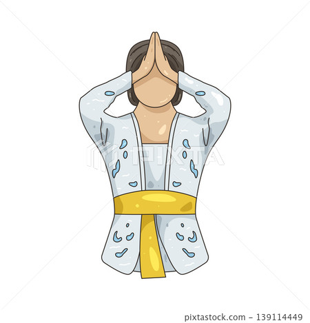 Illustration of Balinese women praying 139114449