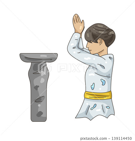 Illustration of Balinese women praying 139114450