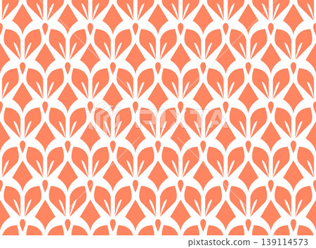 Flower geometric pattern. Seamless vector background. White and pink ornament Flower geometric pattern. Seamless vector background. White and pink ornament 139114573