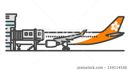在長途國際客機上,旅客登機橋(PBB),夏威夷/太平洋度假航線。 在長途國際客機上,旅客登機橋(PBB),夏威夷/太平洋度假航線。 139114588
