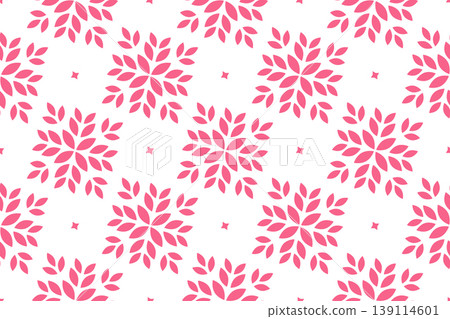 Flower geometric pattern. Seamless vector background. White and pink ornament Flower geometric pattern. Seamless vector background. White and pink ornament 139114601