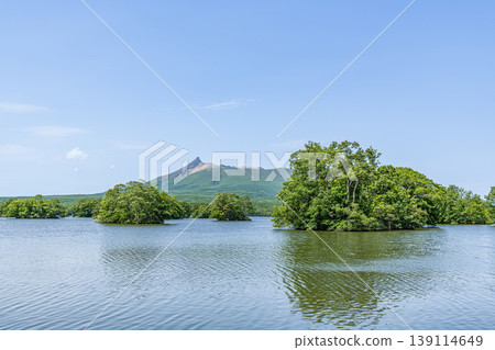 北海道夏季 大沼國定公園 北海道駒岳 橫跨大沼 北海道夏季 大沼國定公園 北海道駒岳 橫跨大沼 139114649