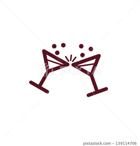 Cheers line icon with two clinking glasses Christmas and celebrations 139114706