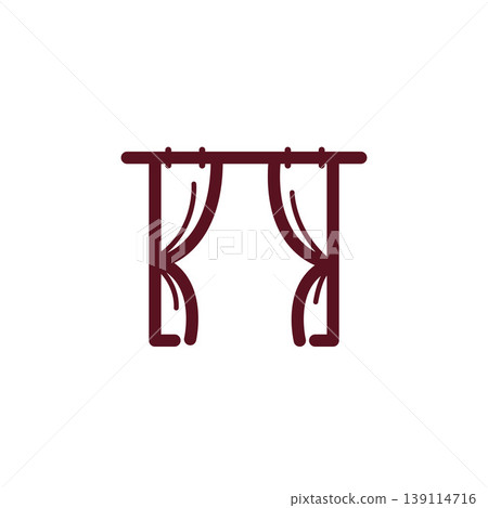 Minimalist curtain line icon for interior design and home decor Minimalist curtain line icon for interior design and home decor 139114716