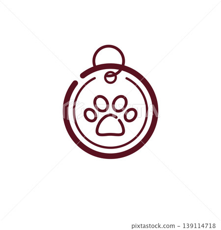 Minimalist pet ID tag vector icon for dog care store and safety 139114718