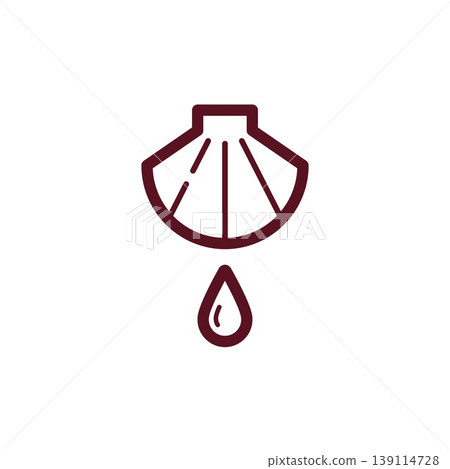Baptismal shell with water drop line icon Christian sacrament symbol Baptismal shell with water drop line icon Christian sacrament symbol 139114728