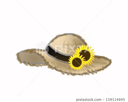 A straw hat decorated with sunflowers A straw hat decorated with sunflowers 139114845