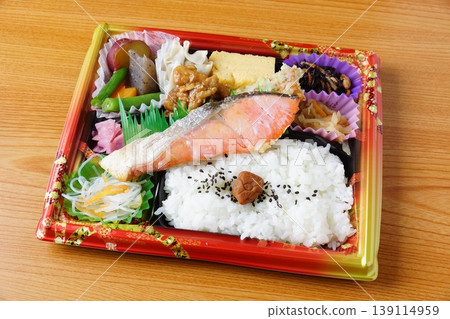 Red salmon bento box Red salmon bento box 139114959