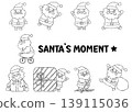 Character Set Christmas Santa claus playful cartoon character Outline hand drawing illustration for Coloring or decoration 139115036