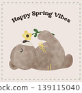 Spring Yoga Bear Coquette Joyful smelling flower in Spring Garden Nature Theme illustration 139115040