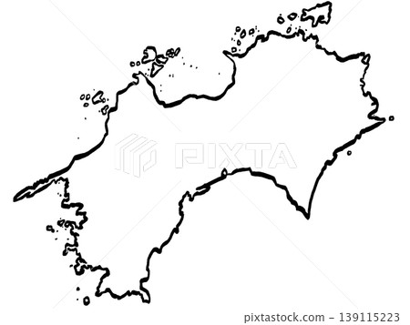 Simple illustration of a map of Shikoku (brushstroke style) Simple illustration of a map of Shikoku (brushstroke style) 139115223