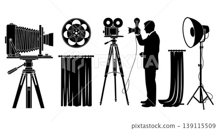 Black Solid Photo Atelier Silhouettes Set of Six on White Background Black Solid Photo Atelier Silhouettes Set of Six on White Background 139115509