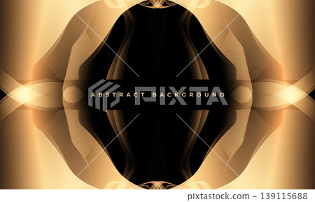Black and gold central ring glow, radiant halo of warm gradients and reflective metallic textures suggest opulent medallion or seal, perfect for cosmetic packaging or spa branding, luxury statement 139115688