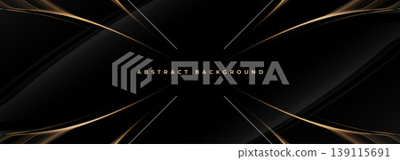 Black and gold abstract background with sleek metallic lines and dynamic gradients, luxury tech aesthetic for product launch hero banner, premium interface mockups, and corporate advertising. Black and gold abstract background with sleek metallic lines and dynamic gradients, luxury tech aesthetic for product launch hero banner, premium interface mockups, and corporate advertising. 139115691