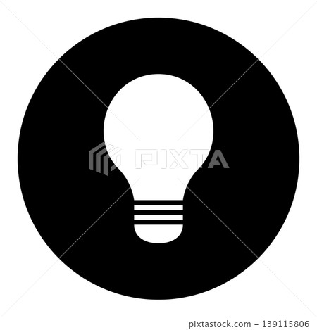Light bulb icon, round, monochrome, simple, vector, transparent, free resource. Light bulb icon, round, monochrome, simple, vector, transparent, free resource. 139115806
