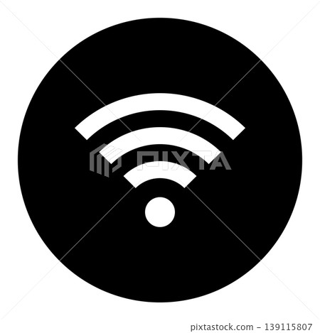 Wi-Fi icon, round, monochrome, simple, vector, transparent, free to use. Wi-Fi icon, round, monochrome, simple, vector, transparent, free to use. 139115807