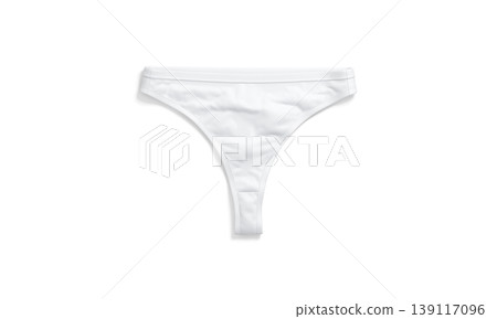 Blank white women thong underwear mockup png, transparent background, 3d rendering. Empty female cotton panties string mock up cut out. Clear textile drawers underclothes for woman body template. Blank white women thong underwear mockup png, transparent background, 3d rendering. Empty female cotton panties string mock up cut out. Clear textile drawers underclothes for woman body template. 139117096