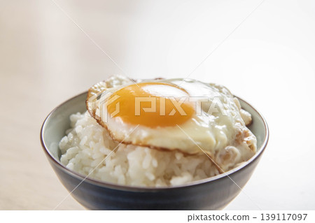 Breakfast of rice with eggs Breakfast of rice with eggs 139117097