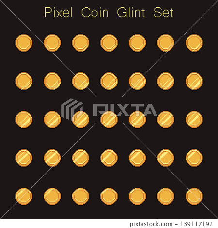 Pixel coin animation frames set with shine Pixel coin animation frames set with shine 139117192
