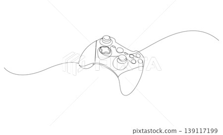Linear Game Controller Horizontal Editable Stroke Illustration 139117199
