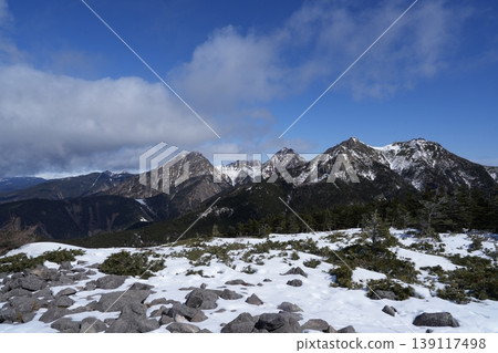 Winter scenery of Mt. Amigasa and Mt. Nishidake in late February (Fujimi Town, Nagano Prefecture and Hokuto City, Yamanashi Prefecture) Winter scenery of Mt. Amigasa and Mt. Nishidake in late February (Fujimi Town, Nagano Prefecture and Hokuto City, Yamanashi Prefecture) 139117498
