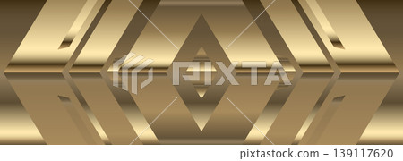 Modern abstract background with golden gradient, chrome rhombus and polish gold angles. Wide vector illustration 139117620