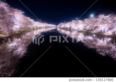 弘前公園櫻花節期間的夜景櫻花 弘前公園櫻花節期間的夜景櫻花 139117900