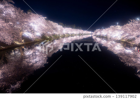 弘前公園櫻花節期間的夜景櫻花 弘前公園櫻花節期間的夜景櫻花 139117902