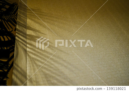 Close-up of the leaf shadow on the wall. Sunlight on the wall. Nature scene. For background use. Close-up of the leaf shadow on the wall. Sunlight on the wall. Nature scene. For background use. 139118021