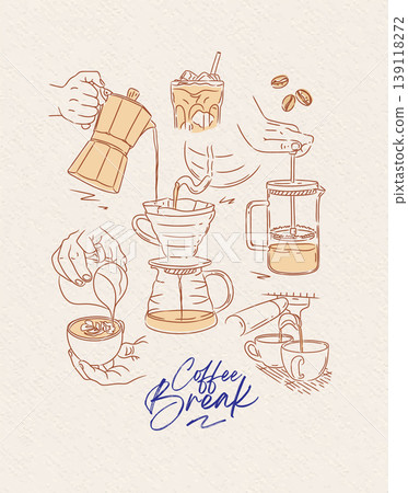Coffee break poster beige Coffee break poster beige 139118272