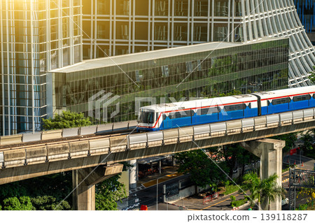 The Sky train in Bangkok with building The Sky train in Bangkok with building 139118287