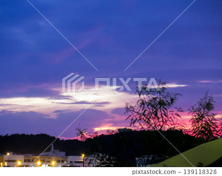 Sunset view in rural. Dramatic sky. Nature concept 139118328