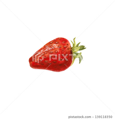 A single watercolor strawberry. Isolated illustration for product design, textiles, and print. A single watercolor strawberry. Isolated illustration for product design, textiles, and print. 139118350
