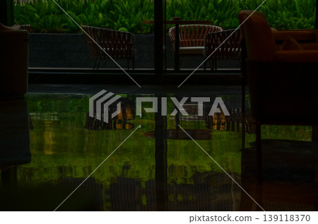 Close-up of the chair of the cafe. Cafe scene, relaxation concept. Close-up of the chair of the cafe. Cafe scene, relaxation concept. 139118370