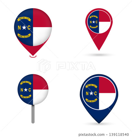 North Carolina State Flag Map Pin Icons Set Collection North Carolina State Flag Map Pin Icons Set Collection 139118540