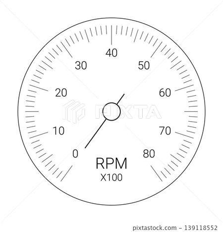 Tachometer vector dial with RPM scale and needle Tachometer vector dial with RPM scale and needle 139118552