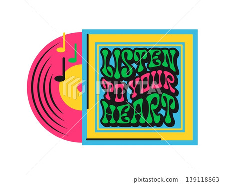Listen to your heart Y2K groovy sticker or label. Live concert melody vector label, music festival sound Y2K sticker. Radio audio record tag or patch with vinyl disk record and funky typography Listen to your heart Y2K groovy sticker or label. Live concert melody vector label, music festival sound Y2K sticker. Radio audio record tag or patch with vinyl disk record and funky typography 139118863