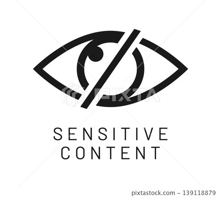 Sensitive content, restricted media icon or sign. Graphic restricted web material sign, sensitive content or media pictogram. Hidden password or photo warning icon 139118879
