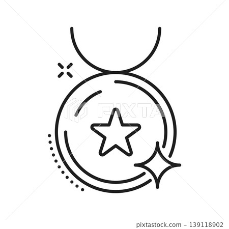 Ranking star icon of quality award for review rating and best choice, vector pictogram. Ranking star award medal icon for client best choice and quality review evaluation of customer top picks 139118902