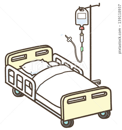 A bed that is flat and an IV drip A bed that is flat and an IV drip 139118937