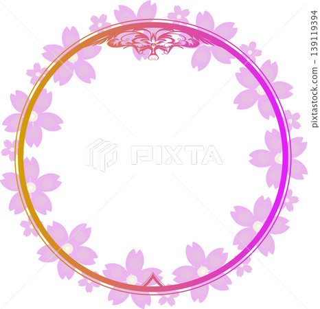 Cute cherry blossom circular floral frame decorative illustration material/frame Cute cherry blossom circular floral frame decorative illustration material/frame 139119394