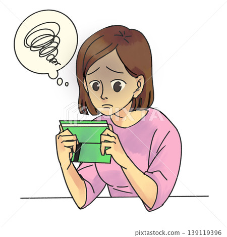 A woman is disappointed after looking at the contents of her bankbook. A woman is disappointed after looking at the contents of her bankbook. 139119396
