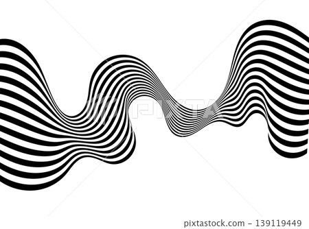 Abstract black and white wave with dynamic lines creating an illusion of continuous motion and volume. Eps 10 139119449