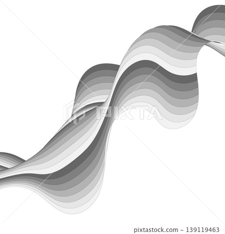 Abstract black and white wave of gradient grey lines, isolated vector element on white background. Eps 10 139119463