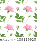 A pattern of green branches and rose 5, done in watercolor. Suitable for textiles, paper, and all types of packaging. 139119925