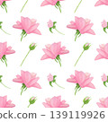A pattern of green branches and rose 3, done in watercolor. Suitable for textiles, paper, and all types of packaging 139119926